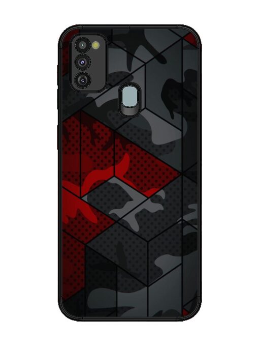 Red And Grey Pattern Glossy Metal Phone Cover for Samsung Galaxy M30S