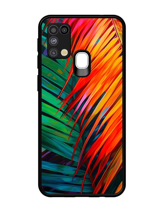 Painted Tropical Leaves Glossy Metal Phone Cover for Samsung Galaxy M31 Zapvi