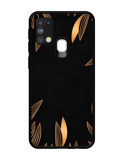 Golden Leaf Pattern Glossy Metal Phone Cover for Samsung Galaxy M31 Zapvi