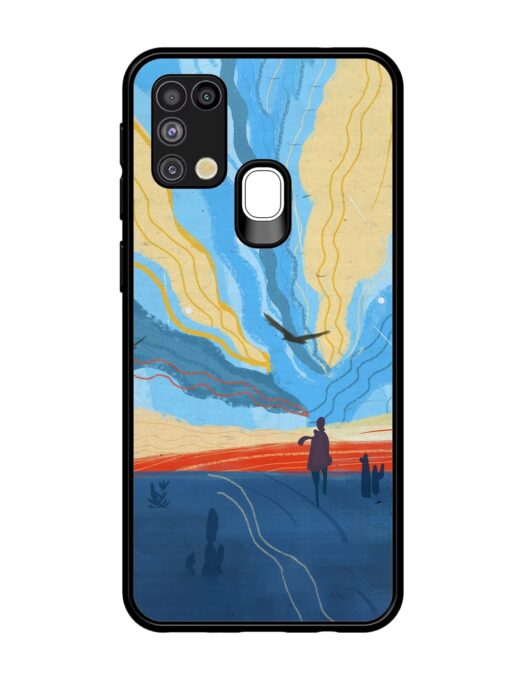 Minimal Abstract Landscape Glossy Metal Phone Cover for Samsung Galaxy M31 Zapvi