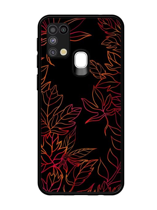 Red Floral Pattern Glossy Metal Phone Cover for Samsung Galaxy M31