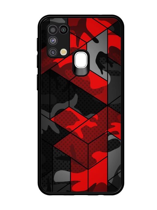 Royal Red Camouflage Pattern Glossy Metal Phone Cover for Samsung Galaxy M31 Zapvi