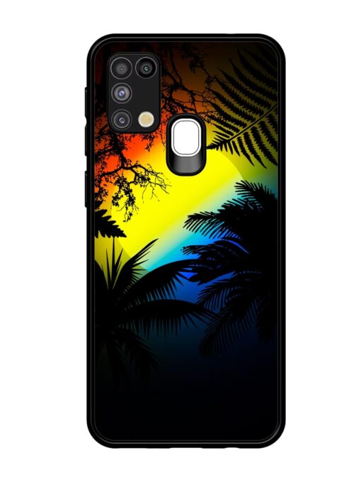 Colorful Sunset With Palm Trees Glossy Metal Phone Cover for Samsung Galaxy M31 Zapvi