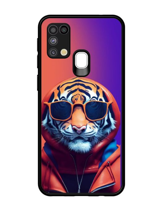 Tiger Animation Glossy Metal Phone Cover for Samsung Galaxy M31 Zapvi