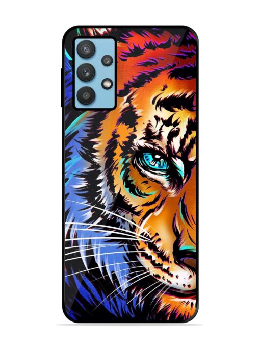 Colorful Lion Art Glossy Metal Phone Cover for Samsung Galaxy M32 (5G)