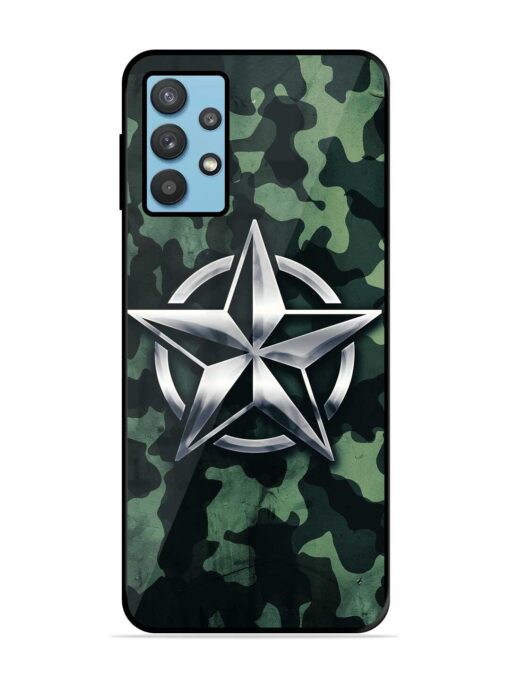 Indian Army Star Design Glossy Metal Phone Cover for Samsung Galaxy M32 (5G)