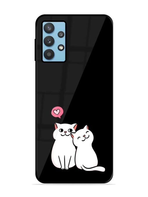 Cat Love Glossy Metal Phone Cover for Samsung Galaxy M32 (5G)