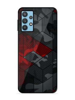 Red And Grey Pattern Glossy Metal Phone Cover for Samsung Galaxy M32 (5G)