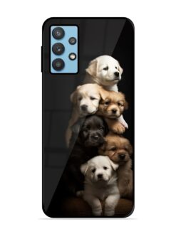 Cute Baby Dogs Glossy Metal Phone Cover for Samsung Galaxy M32 (5G)