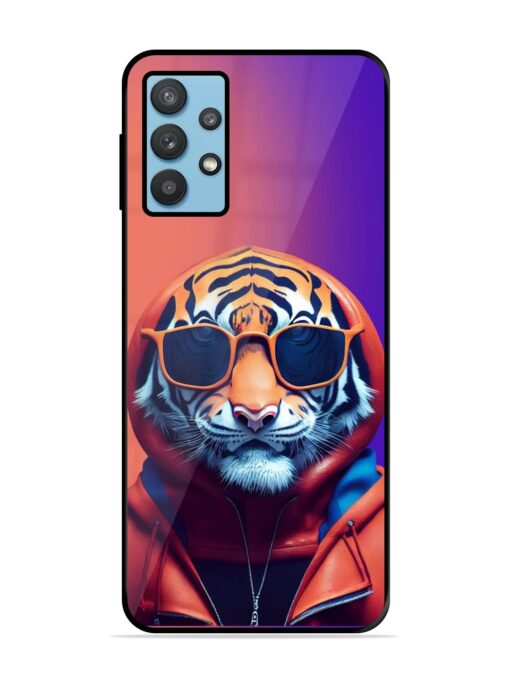 Tiger Animation Glossy Metal Phone Cover for Samsung Galaxy M32 (5G) Zapvi