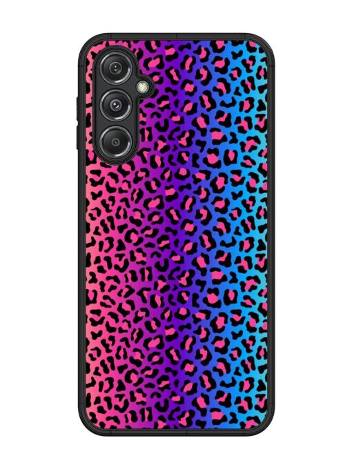 Colorful Leopard Seamless Glossy Metal Phone Cover for Samsung Galaxy M34 (5G)