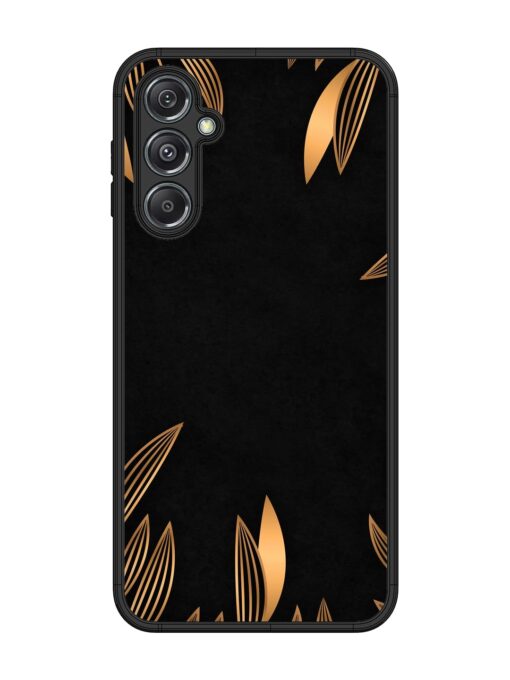 Golden Leaf Pattern Glossy Metal Phone Cover for Samsung Galaxy M34 (5G)