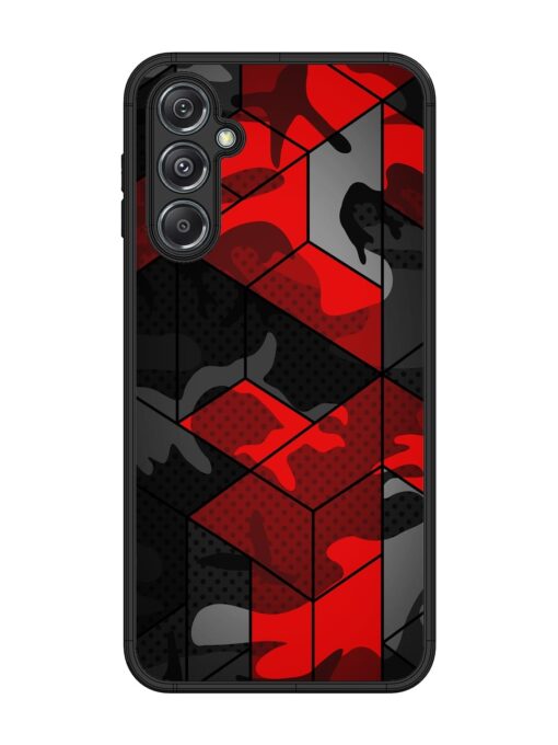 Royal Red Camouflage Pattern Glossy Metal Phone Cover for Samsung Galaxy M34 (5G)