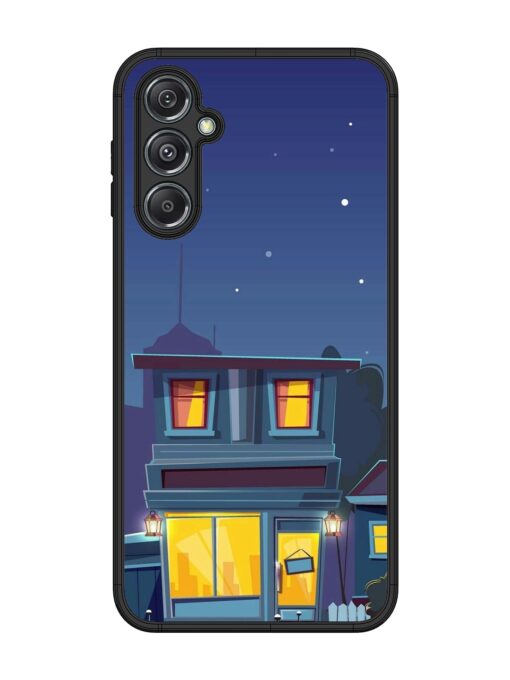 Vector Night House Glossy Metal Phone Cover for Samsung Galaxy M34 (5G)