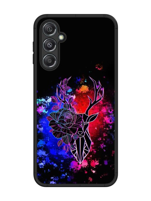 Floral Deer Art Glossy Metal Phone Cover for Samsung Galaxy M34 (5G)