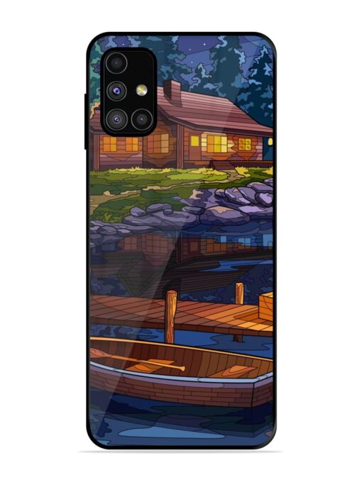 Village Night Scene Glossy Metal Phone Cover for Samsung Galaxy M51