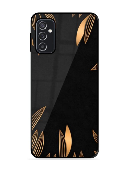 Golden Leaf Pattern Glossy Metal Phone Cover for Samsung Galaxy M52 (5G)