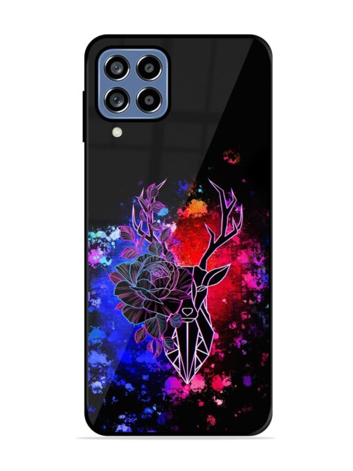 Floral Deer Art Glossy Metal Phone Cover for Samsung Galaxy M53 (5G)