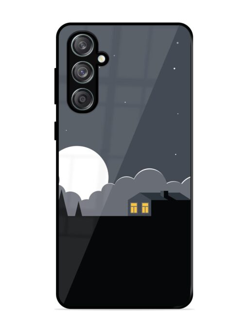 Full Moon Vector Art Glossy Metal Phone Cover for Samsung Galaxy M55 (5G)