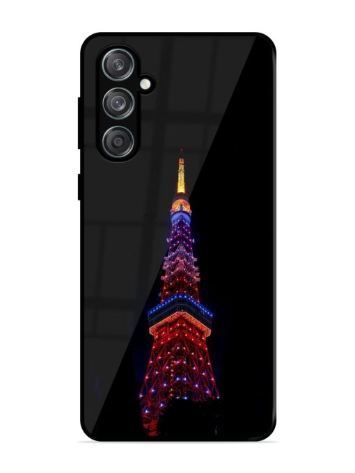 Eiffel Tower Night View Glossy Metal Phone Cover for Samsung Galaxy M55 (5G) Zapvi