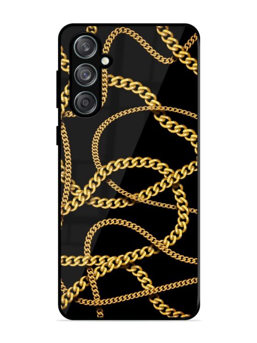 Decorative Golde Chain Glossy Metal Phone Cover for Samsung Galaxy M55 (5G) Zapvi