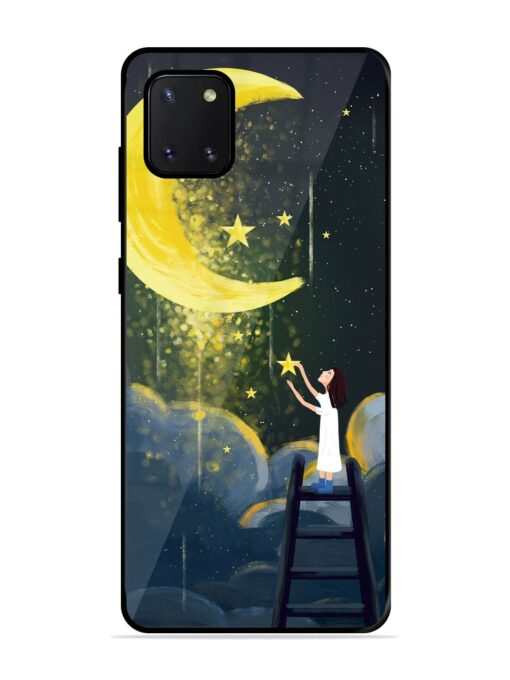 Moonlight Healing Night Illustration Glossy Metal TPU Phone Cover for Samsung Galaxy Note 10 Lite