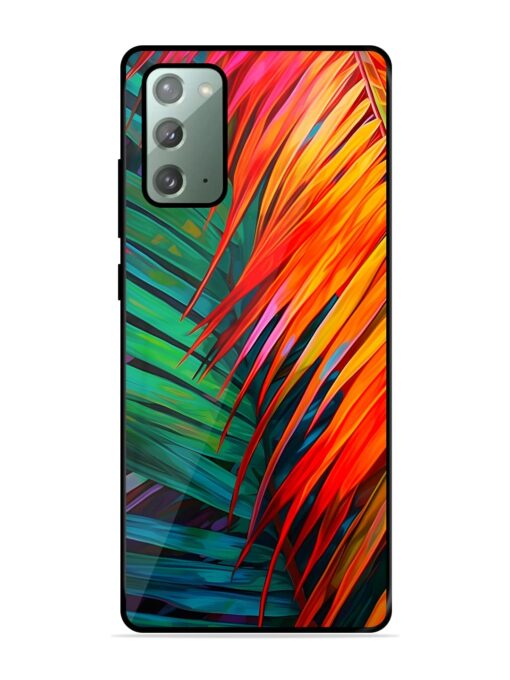 Painted Tropical Leaves Glossy Metal Phone Cover for Samsung Galaxy Note 20 Zapvi