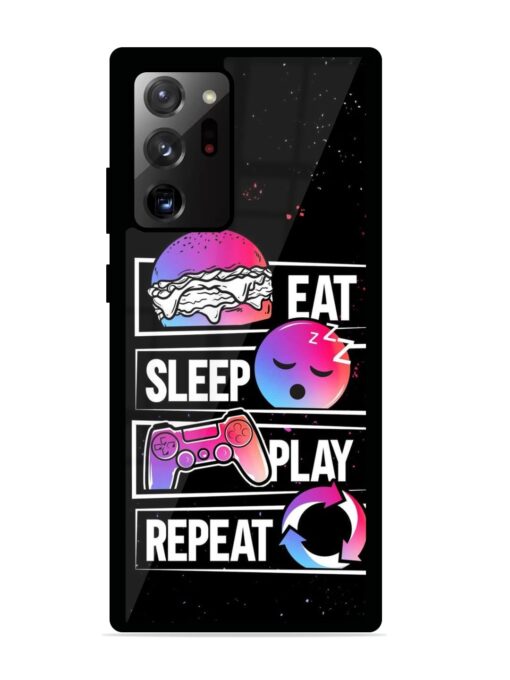 Eat Sleep Play Repeat Glossy Metal Phone Cover for Samsung Galaxy Note 20 Ultra