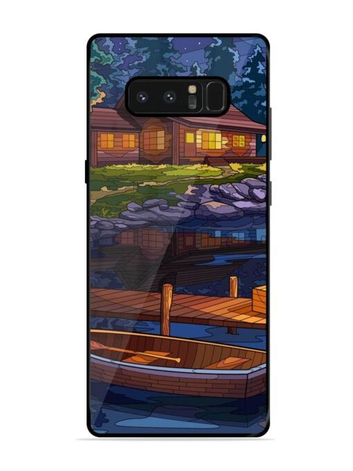 Village Night Scene Glossy Metal Phone Cover for Samsung Galaxy Note 8