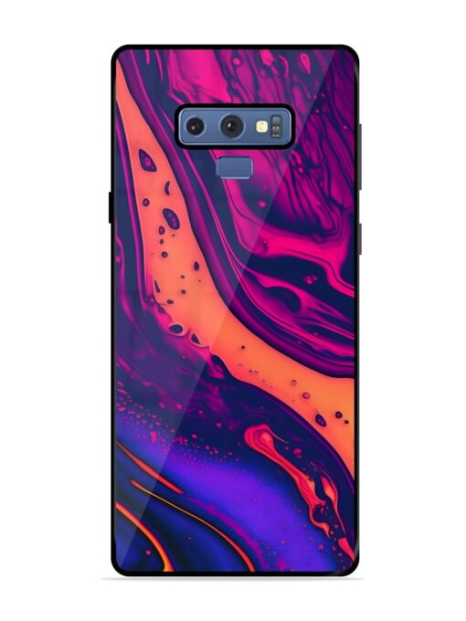 Fluid Blue Pink Art Glossy Metal Phone Cover for Samsung Galaxy Note 9 Zapvi