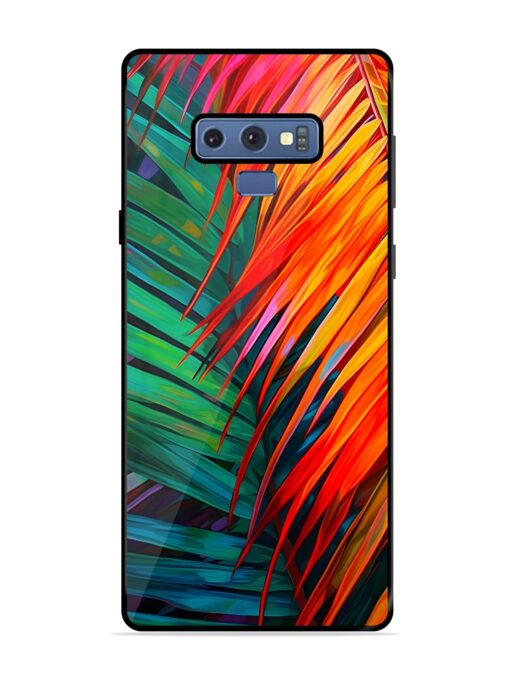 Painted Tropical Leaves Glossy Metal Phone Cover for Samsung Galaxy Note 9 Zapvi