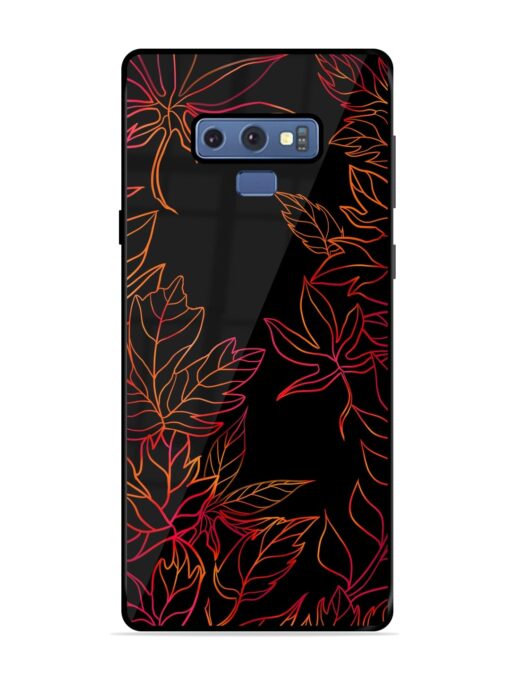 Red Floral Pattern Glossy Metal Phone Cover for Samsung Galaxy Note 9