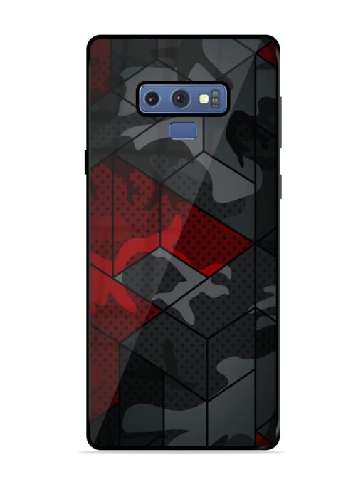 Red And Grey Pattern Glossy Metal Phone Cover for Samsung Galaxy Note 9