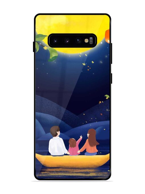 Happy Family And Beautiful View Glossy Metal Phone Cover for Samsung Galaxy S10 Plus Zapvi