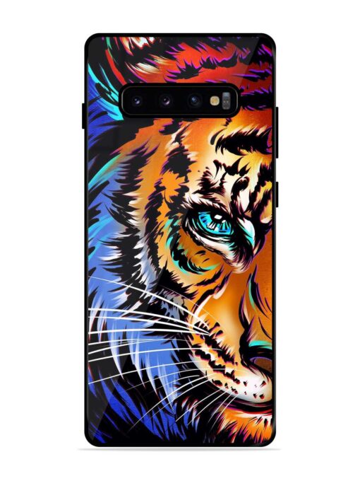 Colorful Lion Art Glossy Metal Phone Cover for Samsung Galaxy S10 Plus