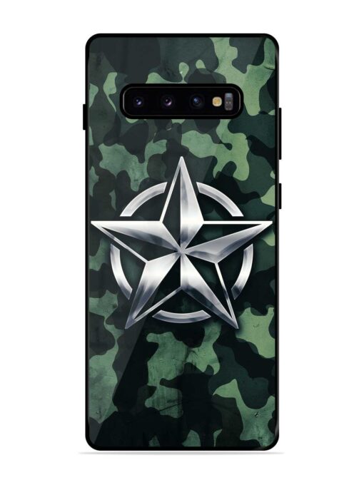 Indian Army Star Design Glossy Metal Phone Cover for Samsung Galaxy S10 Plus