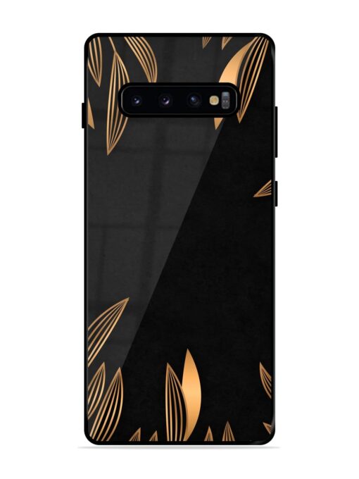 Golden Leaf Pattern Glossy Metal Phone Cover for Samsung Galaxy S10 Plus