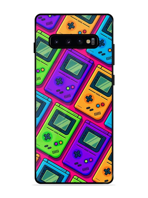 Game Seamless Pattern Glossy Metal Phone Cover for Samsung Galaxy S10 Plus Zapvi