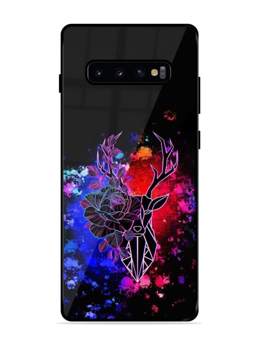 Floral Deer Art Glossy Metal Phone Cover for Samsung Galaxy S10 Plus Zapvi