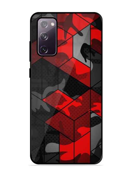 Royal Red Camouflage Pattern Glossy Metal Phone Cover for Samsung Galaxy S20 Fe (5G) Zapvi