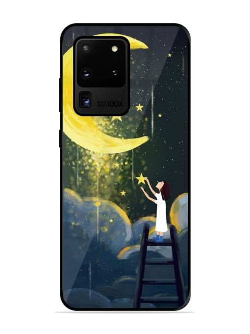 Moonlight Healing Night Illustration Glossy Metal TPU Phone Cover for Samsung Galaxy S20 Ultra