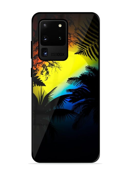 Colorful Sunset With Palm Trees Glossy Metal Phone Cover for Samsung Galaxy S20 Ultra Zapvi