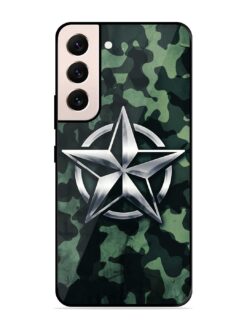 Indian Army Star Design Glossy Metal Phone Cover for Samsung Galaxy S21 (5G)