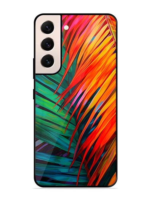 Painted Tropical Leaves Glossy Metal Phone Cover for Samsung Galaxy S21 (5G) Zapvi