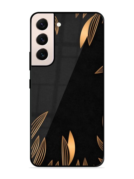 Golden Leaf Pattern Glossy Metal Phone Cover for Samsung Galaxy S21 (5G) Zapvi