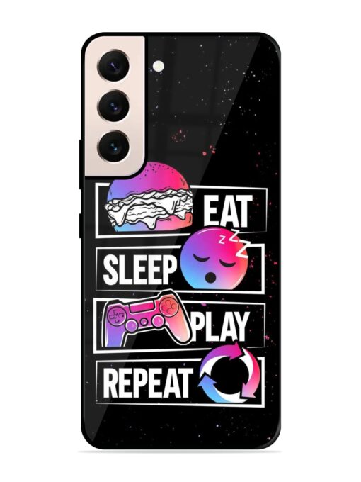 Eat Sleep Play Repeat Glossy Metal Phone Cover for Samsung Galaxy S21 (5G) Zapvi