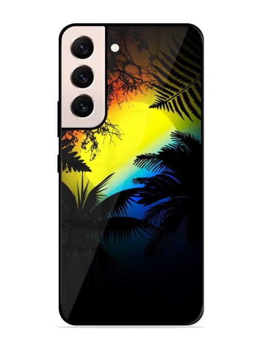 Colorful Sunset With Palm Trees Glossy Metal Phone Cover for Samsung Galaxy S21 (5G) Zapvi