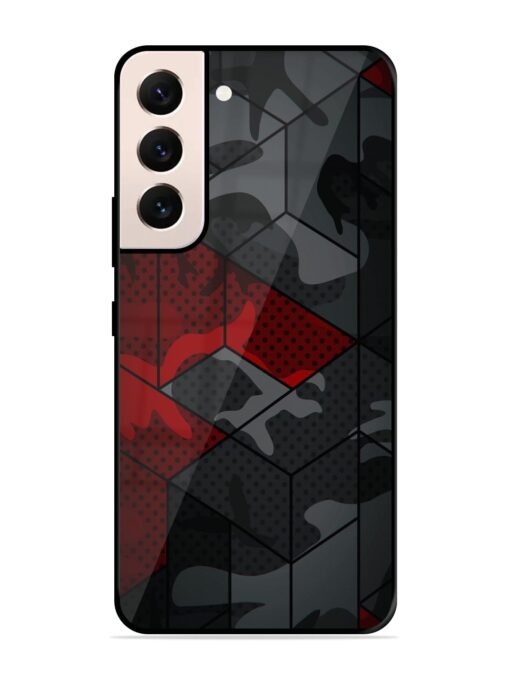 Red And Grey Pattern Glossy Metal Phone Cover for Samsung Galaxy S21 (5G) Zapvi