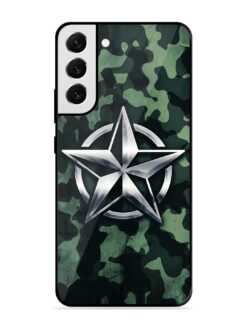 Indian Army Star Design Glossy Metal Phone Cover for Samsung Galaxy S21 Fe (5G)