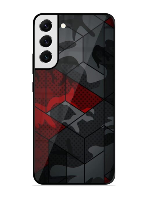 Red And Grey Pattern Glossy Metal Phone Cover for Samsung Galaxy S21 Fe (5G) Zapvi